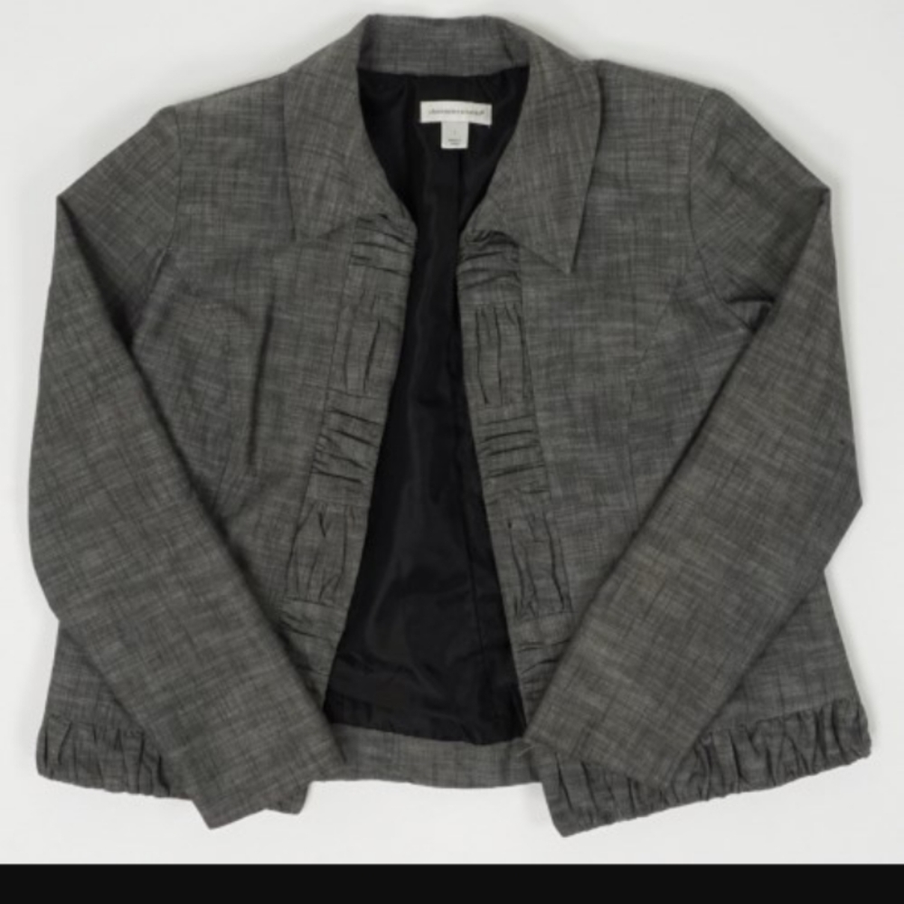 Ruched Quilt Pattern Trim Jacket Grey C & B Medium